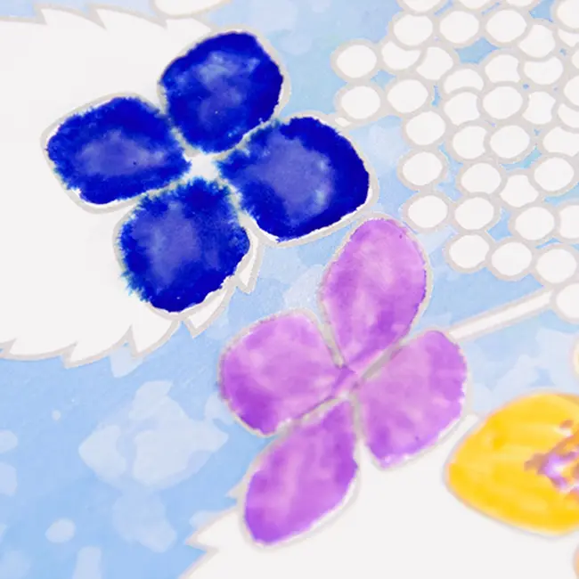デコレーションペイント「紫陽花」介護レクリエーション作成風景2