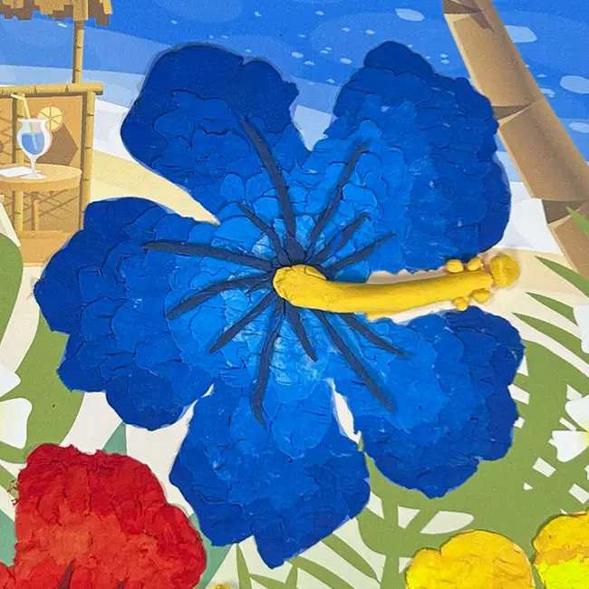クレイアート「ハイビスカス」介護レクリエーション作成風景3