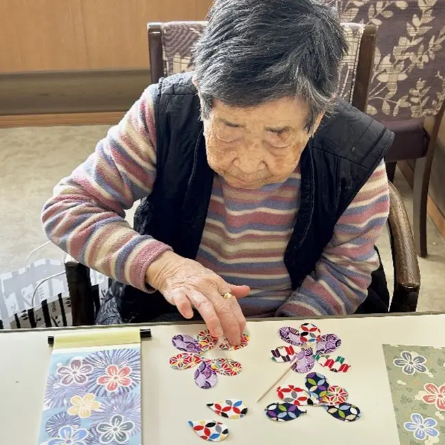 介護施設での制作風景
